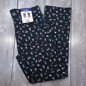 Swing Control Golf Pants Mens 36x32 Black Golf Cart Club Print Stretch Trousers
